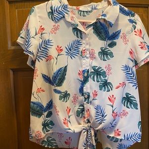 Printed short sleeve blouse